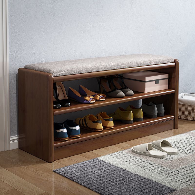 13.78" W Modern Entryway Bench Rubberwood Bench with Shoe Storage