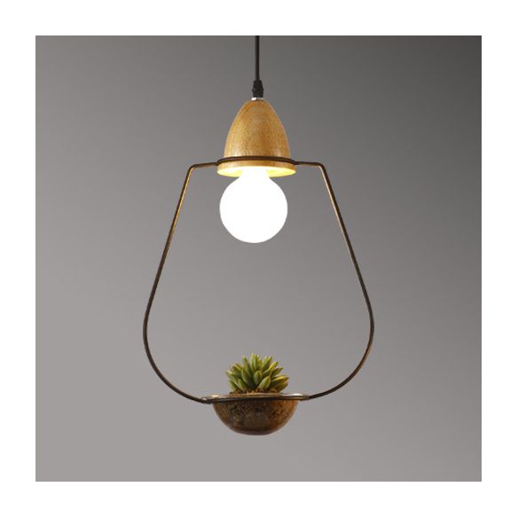 Luz de suspensión de jaula abierta con estilo vintage 8.5 "/11" de ancho 1 Lámpara colgante metálica ligera con maceta en negro/blanco