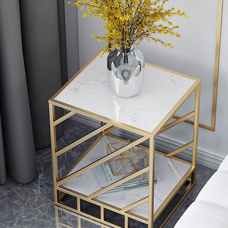 Lower Shelf Accent Table Nightstand Metal Bedside Cabinet for Bedroom