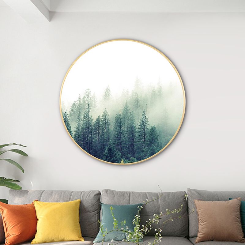 Light Color Misty Forest Canvas Photography Country Textured Painting for Bedroom