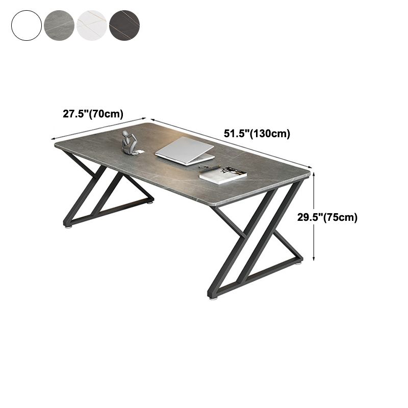 Modern Style Office Desk Sintered Stone Writing Desk with Metal Legs for Home