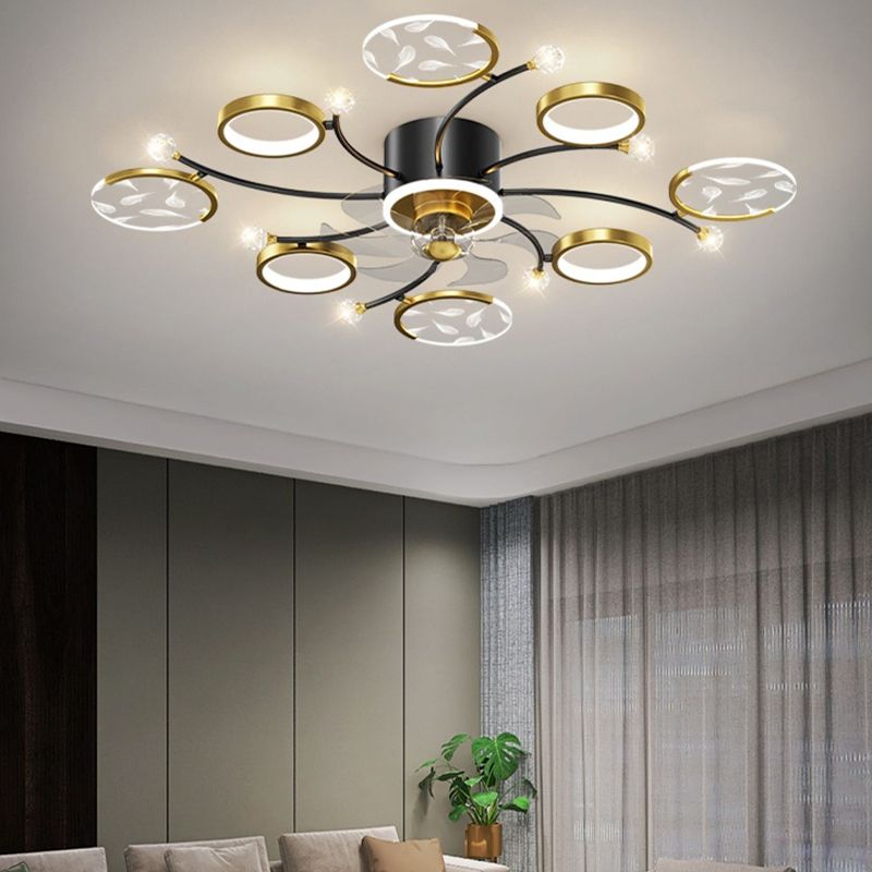 6/8/10-Light Golden Ceiling Fan Lamp LED Ceiling Fan Light for Living Room