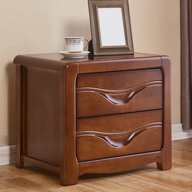 Solid Wood Night Table Traditional Bed Nightstand with Drawers