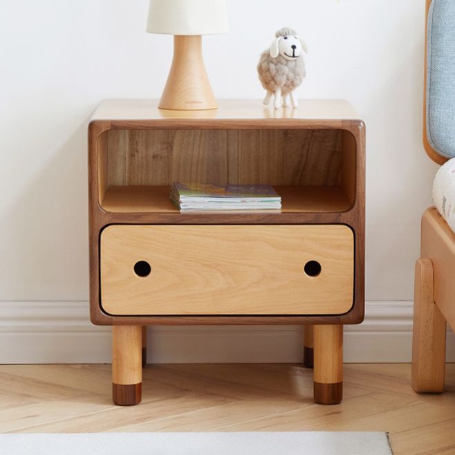 Contemporary Kids Bedside Table Beech Kids Nightstand with Drawers