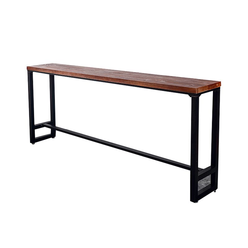 Modern Wood Bar Table with Rectangle Table Top Black Trestle Table with 42-inch Height