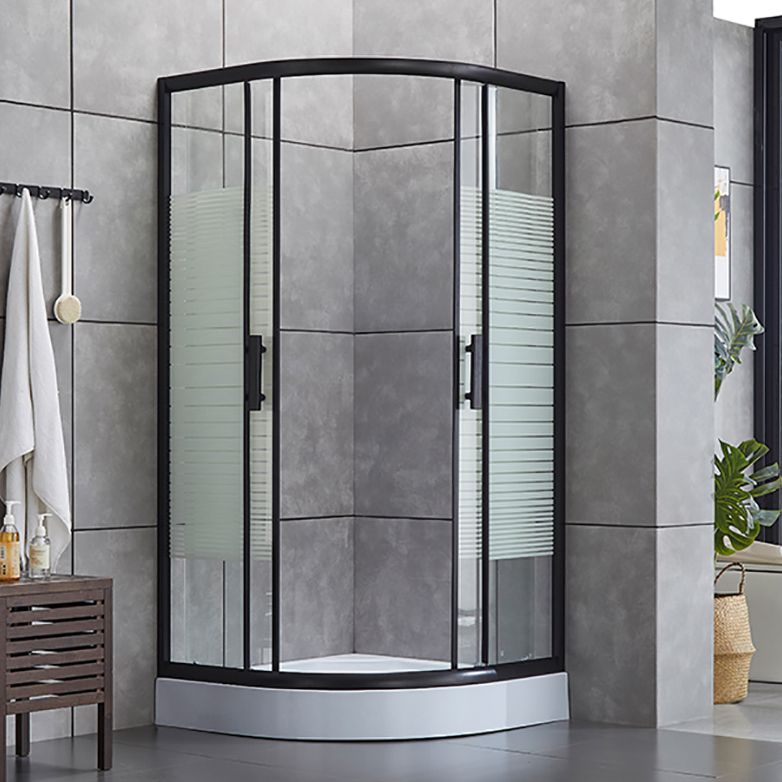 Rounded Matt Black Shower Enclosure Tempered Glass Corner Shower Enclosure