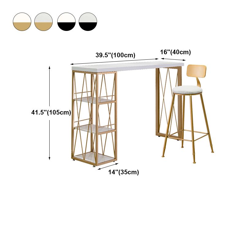 Marble Bar Stool Table with Rectangle Table Top Double Pedestal Table, Only Table