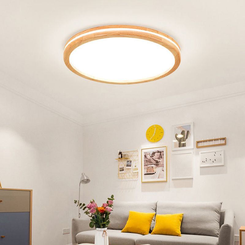 Bois à LED Flush Mount Light Simplicity Flush Mount Ceiling Light with Acrylic Shade in White