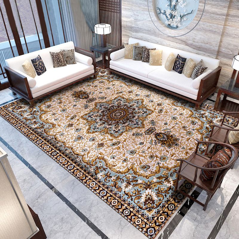 Tapis de médaillon de tapis traditionnel Tapis de polyester de tapis intérieur avec support sans glissement
