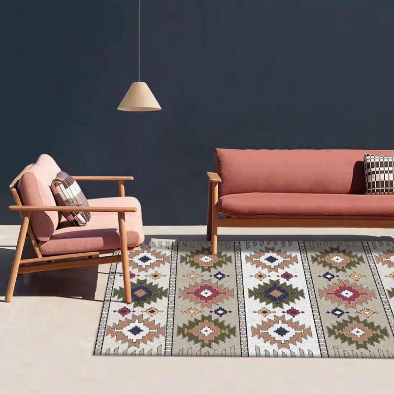 Klassiek geometrisch patroon tapijt groen en wit vintage tapijten polyester wasbare antislip ruggengagebied vloerkleed voor slaapkamer