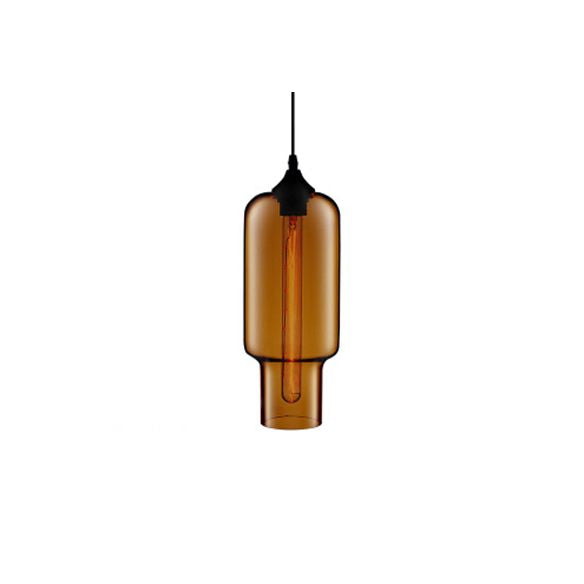 1 Light Ceiling Pendant Light with Bottle Glass Shade Contemporary Red/Brown/Blue Hanging Light