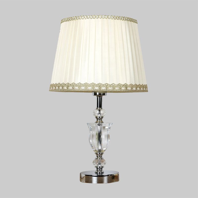 White Cone Night Table Lamp Modern Style 1 Head Urn-Shaped Crystal Nightstand Light