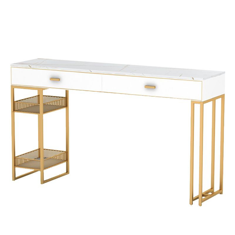 Sintered Stone Bistro Bar Table Gold Frame Base Bar Table with Drawers