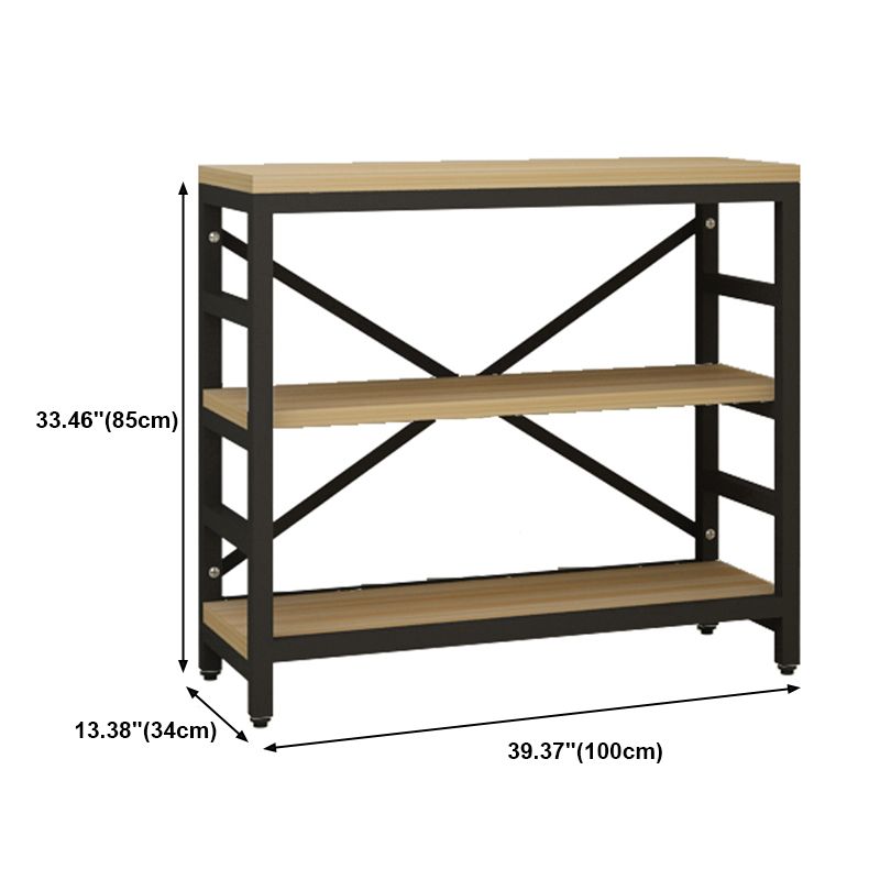 Modern Style Bookshelf Black Metal Frame Open Back Bookcase for Office