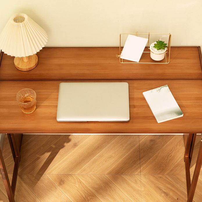 Computer Desk with Storage Shelves Bamboo Foldable Home Writing Desk