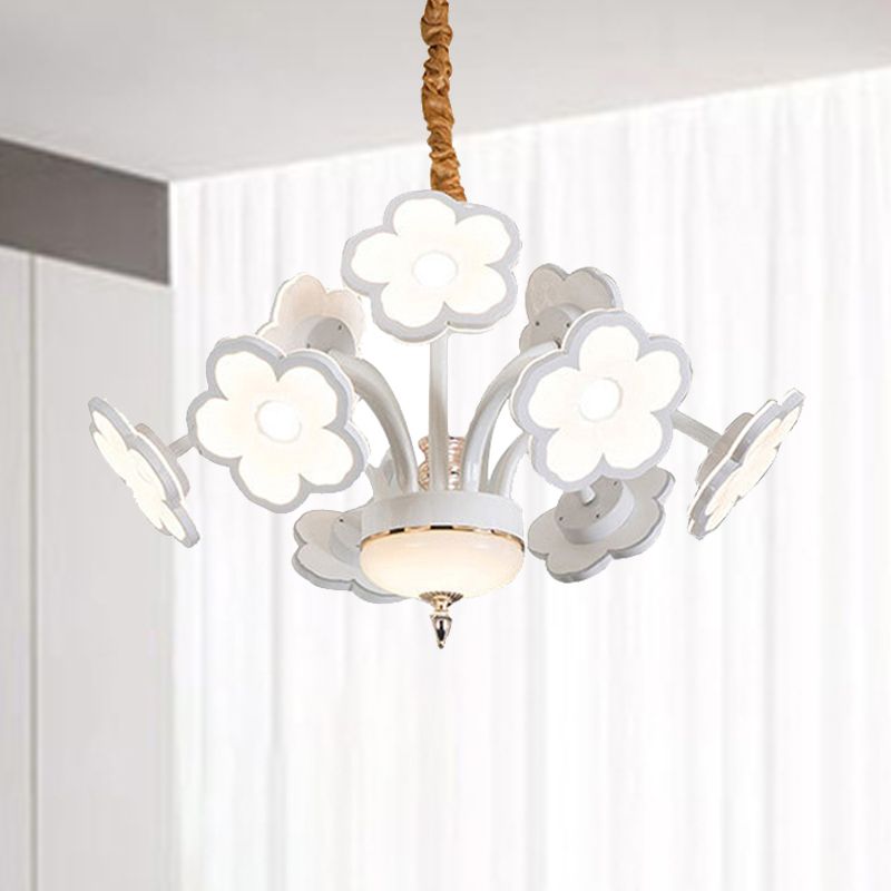 6/8/9/12 Fleurs LED Blanc Light Chandelier Éclairage