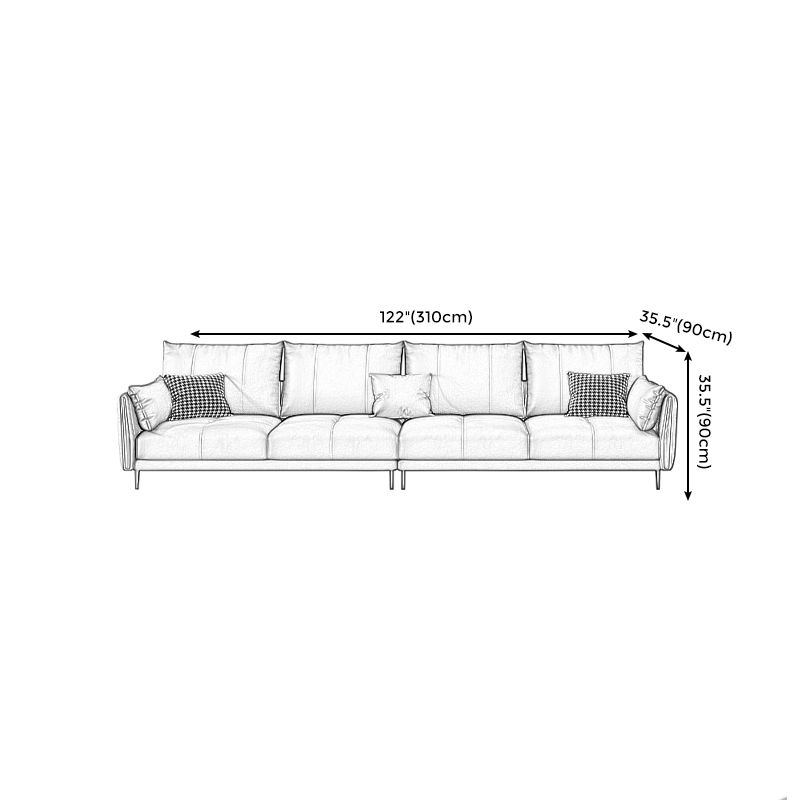 36" High Modern Faux Leather Square Arm Standard Sofa with Bolster Pillows for Living Room