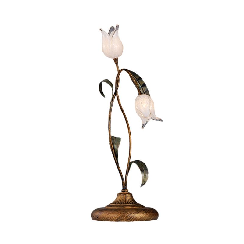 Brass 2/3/7 Heads Nightstand Lighting American Garden Metal Tulip LED Night Table Light for Living Room