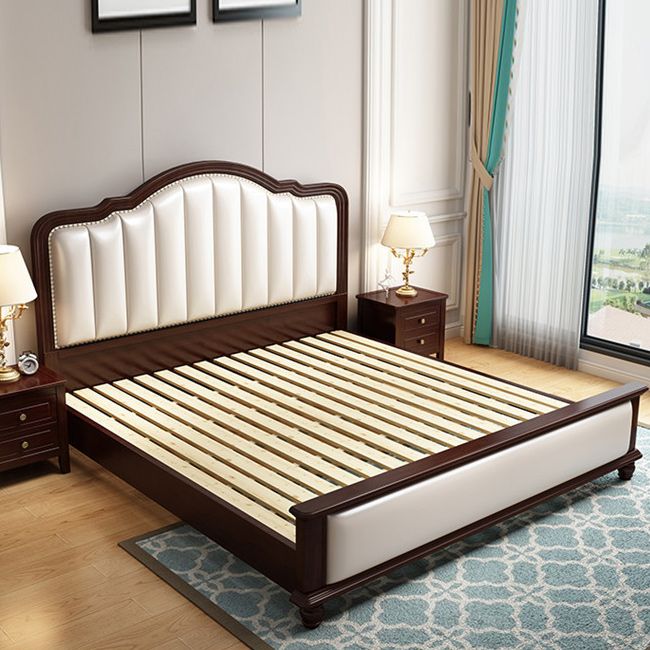 Contemporary Standard Bed Solid Wood Lift Up Storage Bed Frame with Upholstered Headboard