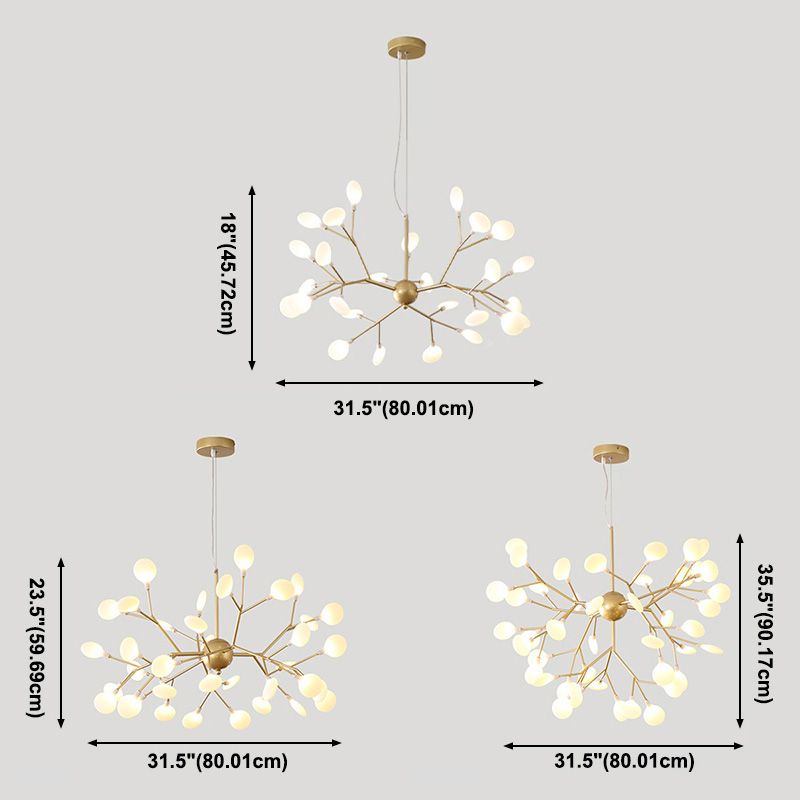 Adjustable Height Multi Light Chandelier Modernist Style Metal Firefly Ceiling Chandelier in Gold