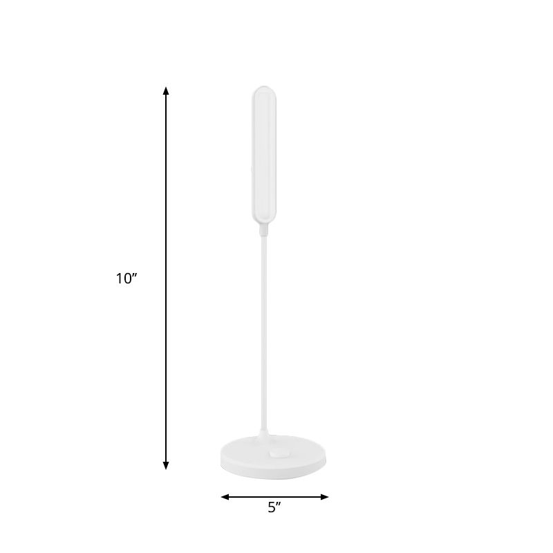 White Oblong Shade LED Desk Lamp Modern Simple Adjustable Table Light for Bedside Study Room