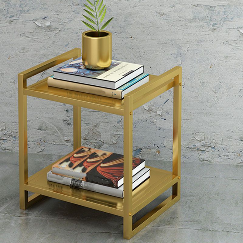 Open Storage Accent Table Nightstand Modern Metal Nightstand