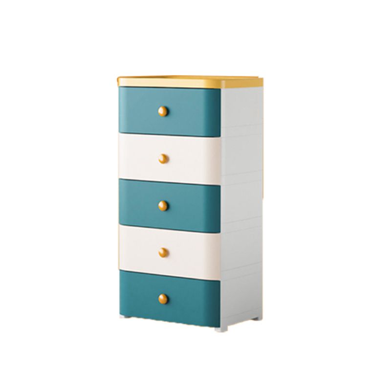 Plastic Kids Nightstand Contemporary Nursery Dresser with 5 Drawers