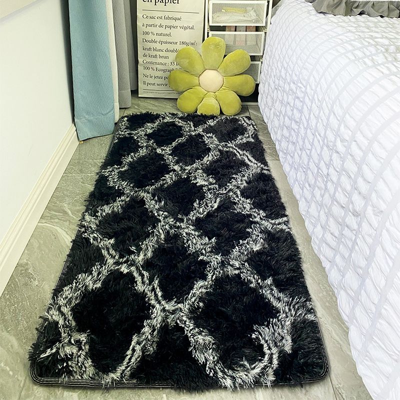 Creative Indoor Rug Argyle Print Polyester Area Carpet Stain Resistant Shag Rug for Home Decor