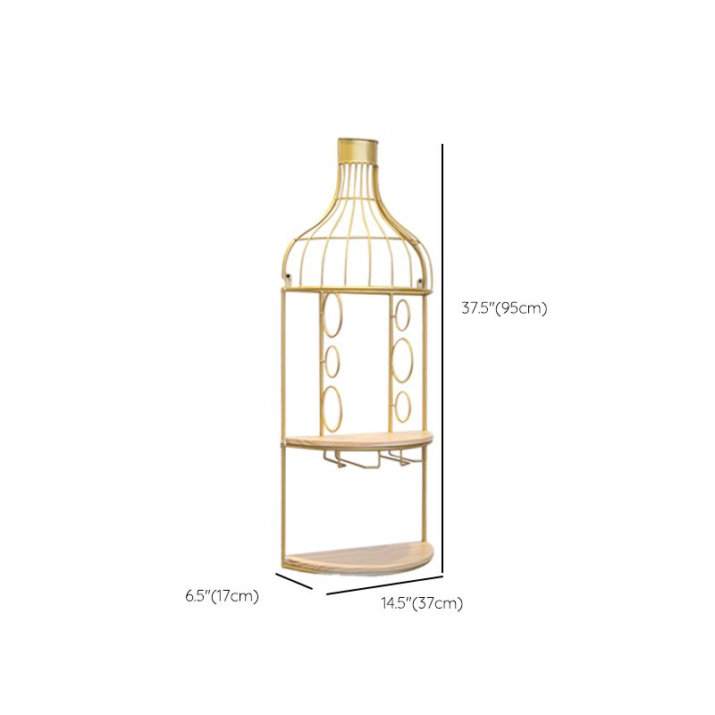 Glam Wall Mounted Wine Rack Bottle Metal Bottle Holder in Gold