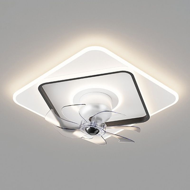 3-Light Geometric Flush Mount Fixture Modern Style Metal Fan Ceiling Lighting