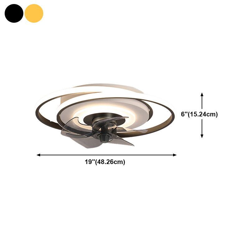 Nordic Style Ceiling Fan Lamp Mute LED Ceiling Fan Light with Silica Gel Shade for Bedroom