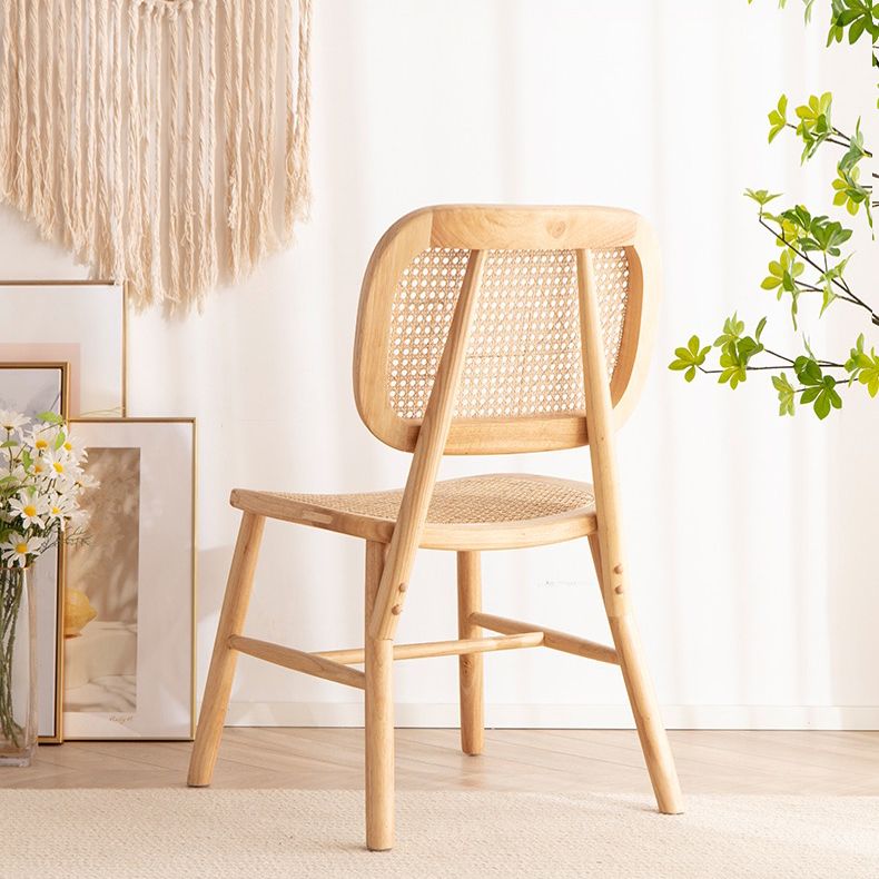 Scandinavian Style Wicker Dining Chairs for Home Open Back Side Chair