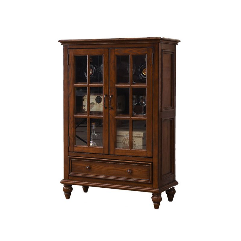 Modern Ash Display Stand Glass Doors Hutch Buffet for Living Room