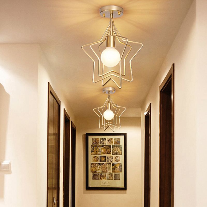 Contemporary Metal Ceiling Light Star Flush Mount Lighting for Bedroom