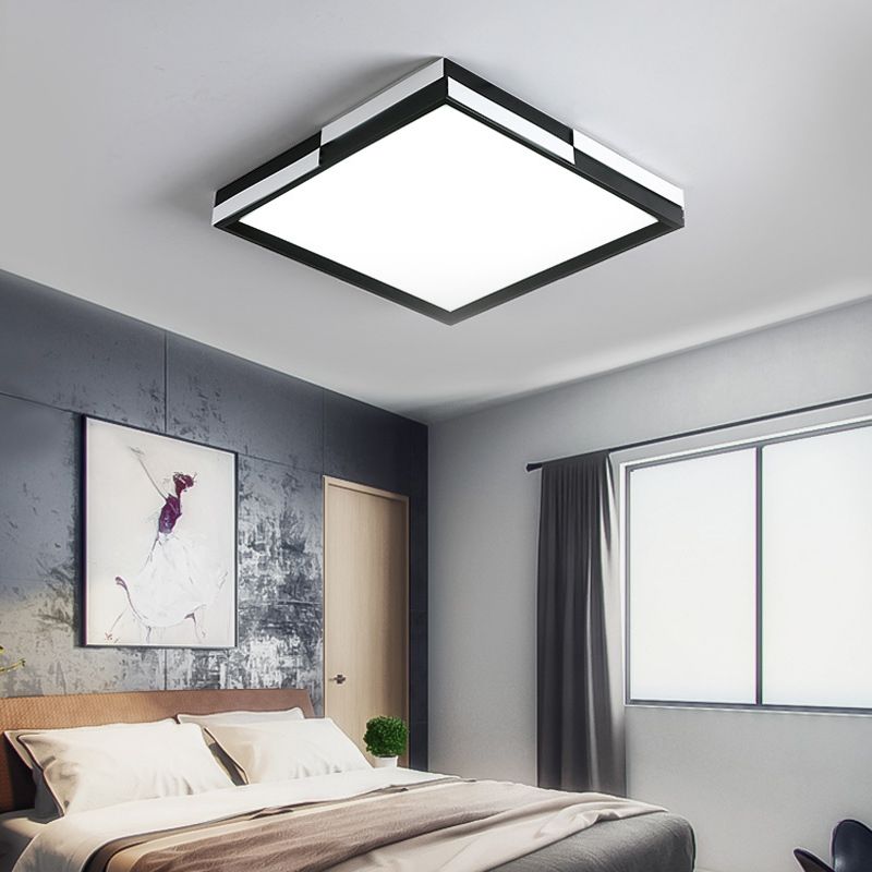 Rectangular Flush Mount Light Modern Acrylic LED Black Ceiling Mounted Lamp in Warm/White Light, 16"/19.5"/37.5" Wide