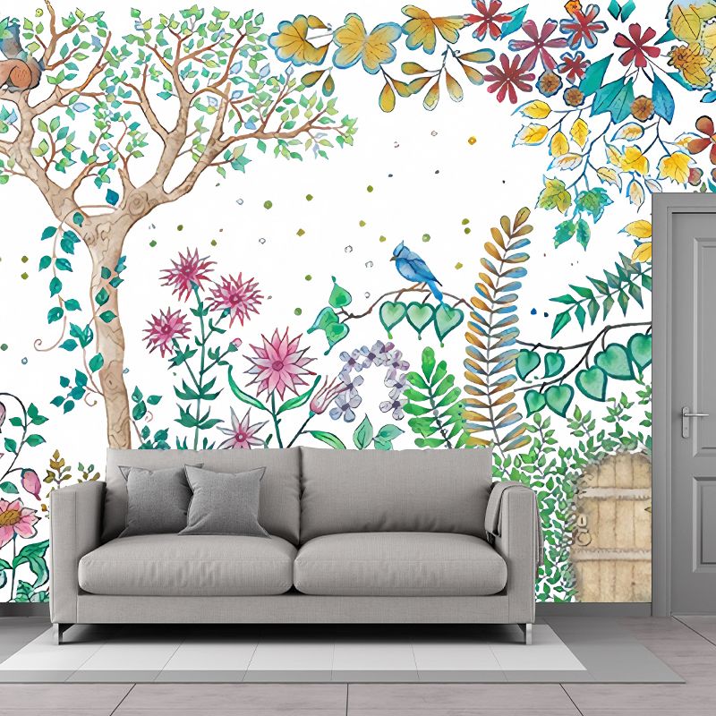 Moon Night Flower Bushes Mural Childrens Art Waterproof Kids Room Wall Covering, Custom-Printed