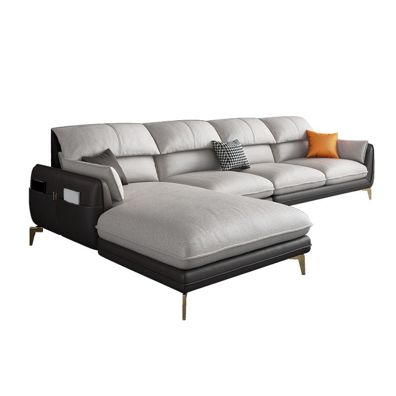 Scandinavian Pillow Top Arm Sectional with Storage for Four People