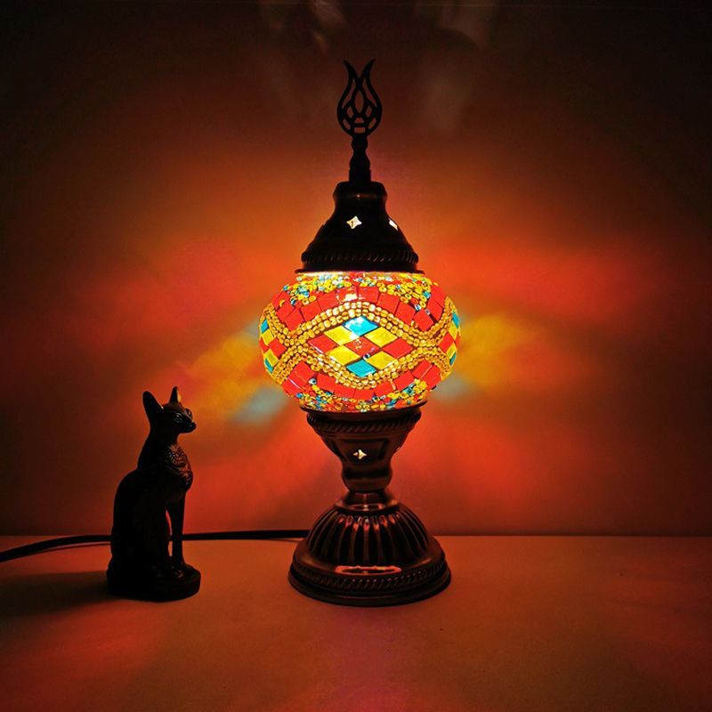 Vintage Style Turkish Mosaic Table Light Glass Lamp Shade Desk Lamp Fixture