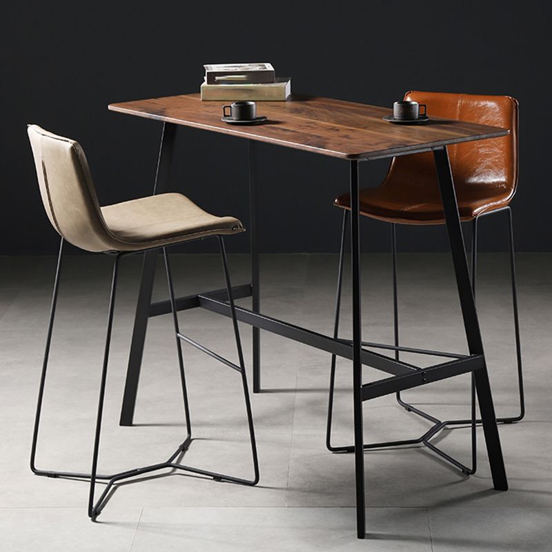 Rectangle Top Bistro Table Industrial Style Pub Table with Metal Frame