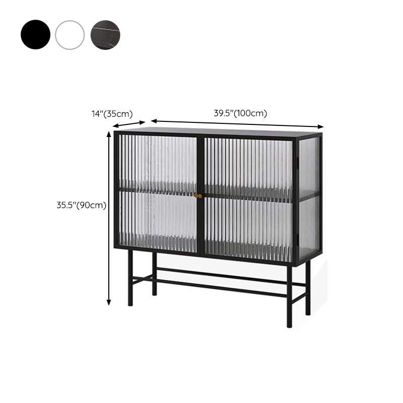 Modern Metal China Cabinet Glass Doors Storage Cabinet for Dining Room