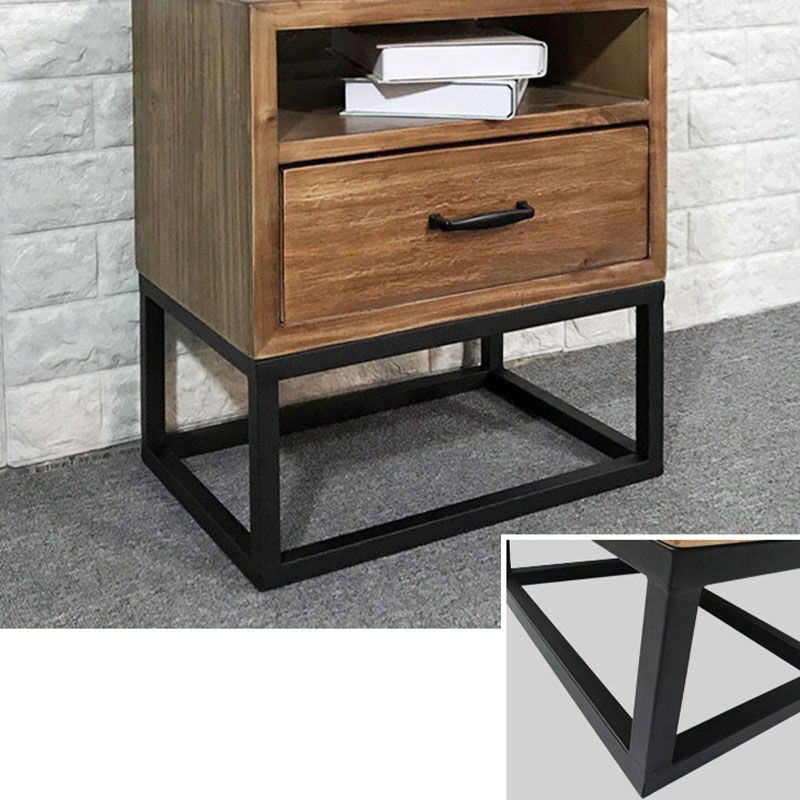 Industrial Pine Bed Nightstand Drawer Storage Night Table for Bedroom