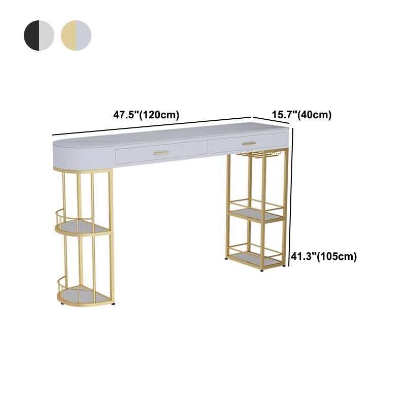 Marble Counter Table with Specialty Table Top Double Pedestal Table - 41.3" H