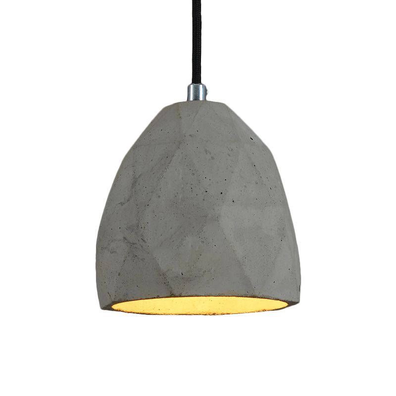 1-Bulb Cement Pendant Lighting Industrial-Style Grey Dome Restaurant Hanging Lamp Kit