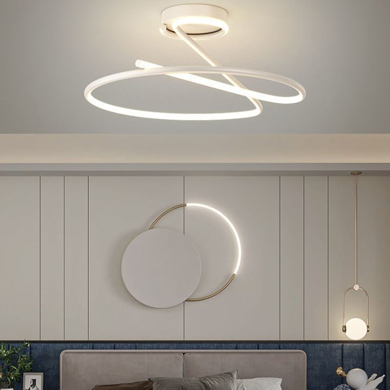 Semi Geometric Flush Mount Lighting Modern Metal Semi Flush Lamp