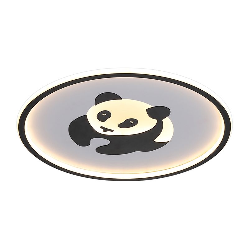 Panda Flush Mount Light Kids Acrylic LED Black Flushmount Lighting in Warm/White Light for Bedroom