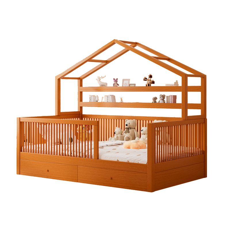 Beech Nursery Bed Under Crib Storage Scandinavian Nursery Crib with Guardrail