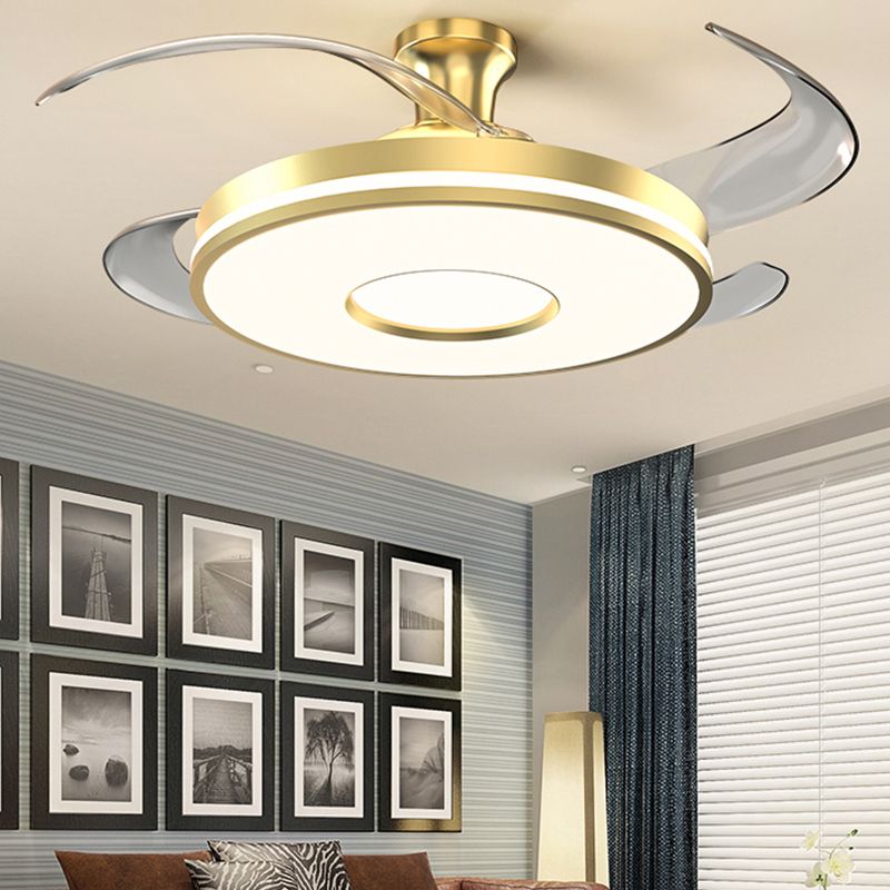 Simplicity Circular Ceiling Fan Lamp Frequency Conversion Semi Flush Mount LED Light