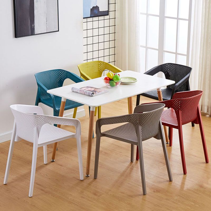 Contemporary Stackable Chairs Dining Kitchen Arm Chairs with Plastic Legs