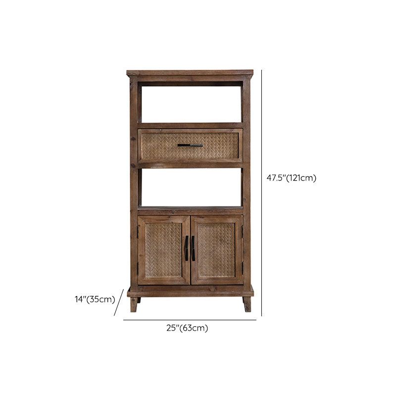 Traditional Wooden Dining Server Open Storage Sideboard for Dining Room