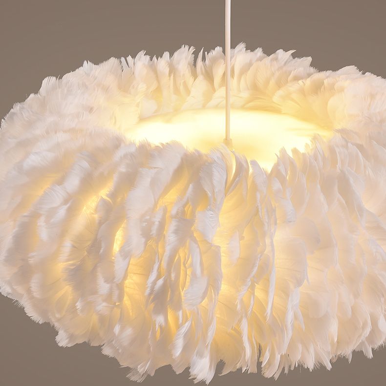 Chambre à plumes de plume lampe nordique de style rond